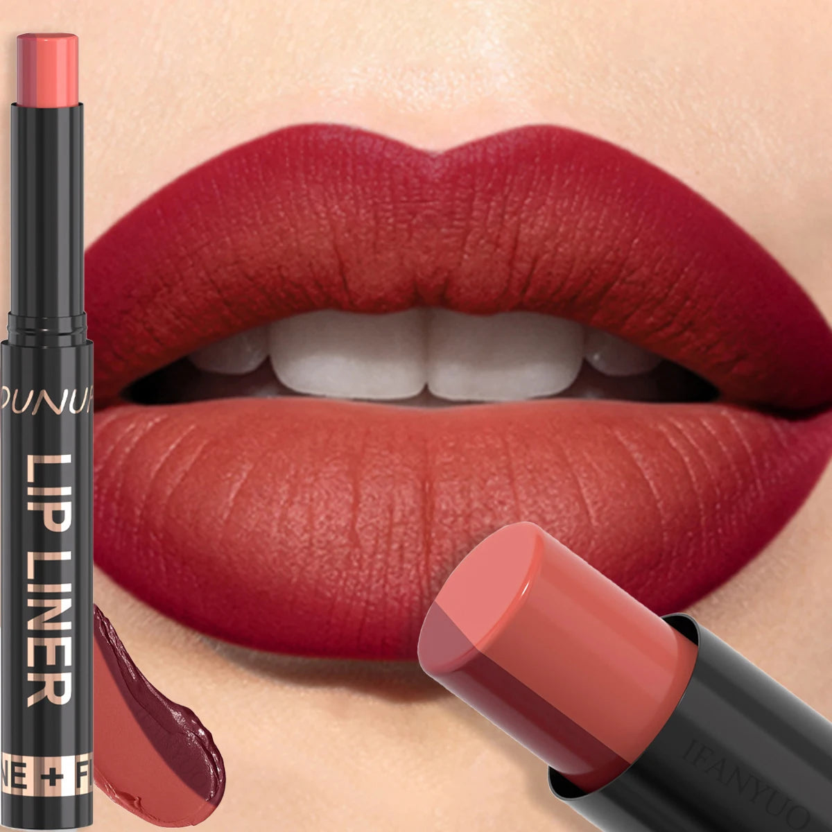 Two-Tone Gradient Lip Liner Lipstick Pen Matte Velvet Nude Pink Lip Makeup Long Lasting High Pigment Smooth Lip Contour Cosmetic HIP 09