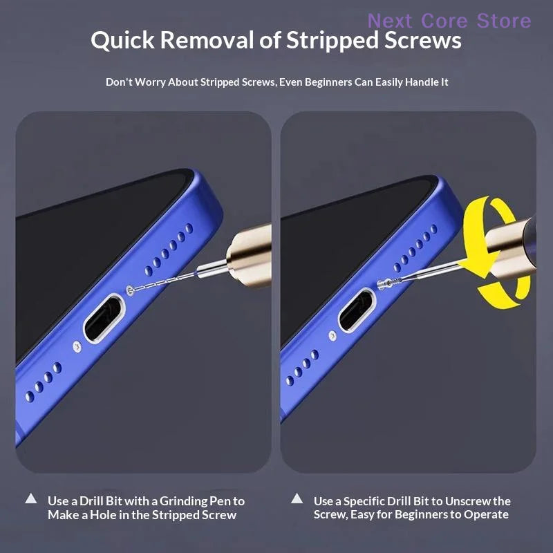 Phone Repair Stripped Screw Remover Drill Bit Set – 1/2 Pcs Screw Extractor Bit HIP