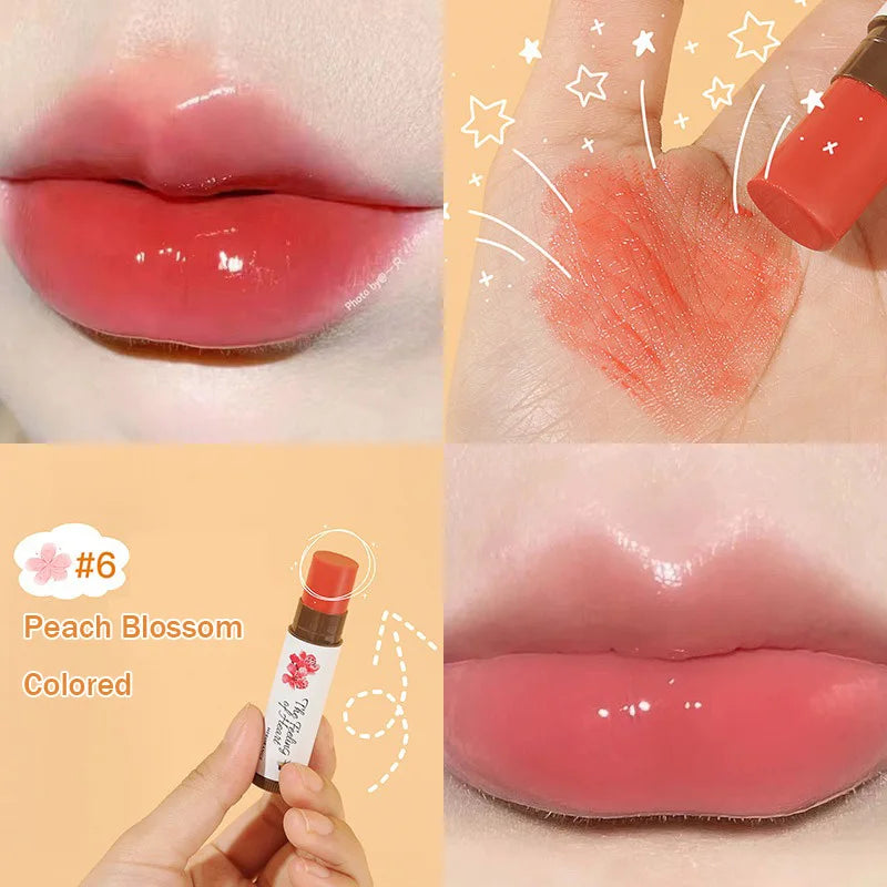 1Pc Fruity Lip Balm Moisturizing Lip Gloss Nature Nourishing Temperature Change Colors Lipstick Cute Jelly Tinted Lip Care Gifts HIP 05PeachBlossom Color