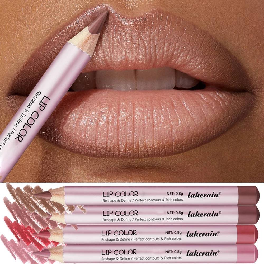 1/4Pc Mini Waterproof Matte Lipliner Pencil Pink Brown Contour Tint Lipstick Lasting Non-stick Cup Moisturising Lips Makeup Kit HIP