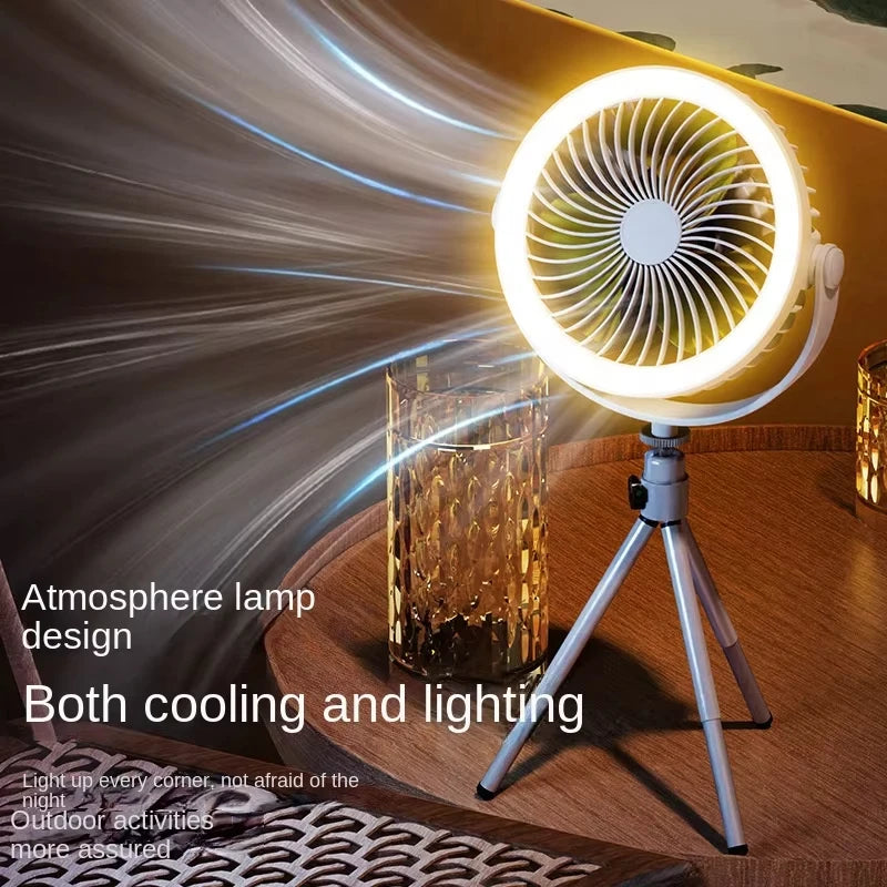 Rechargeable Portable Camping Fan with LED Light | 3 Speeds Portable Camping Fan HIP