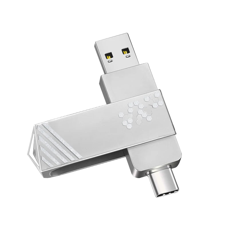2-in-1 USB 2.0 Type-C Flash Drive Metal | 8GB–128GB USB Flash Drive HIP Silver 128 GB
