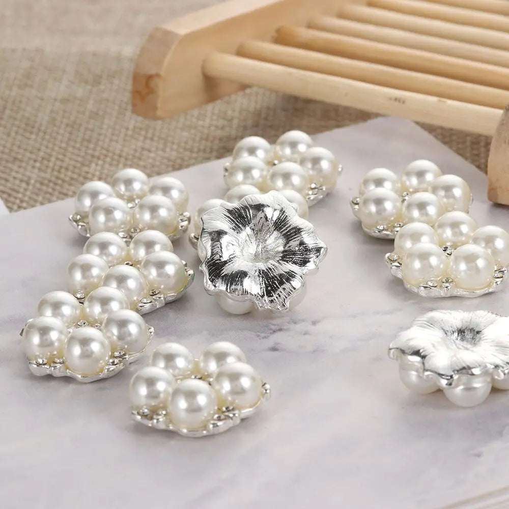 10-Pack Flower Pearl Rhinestone Buttons – DIY Wedding Craft Craft Buttons HIP