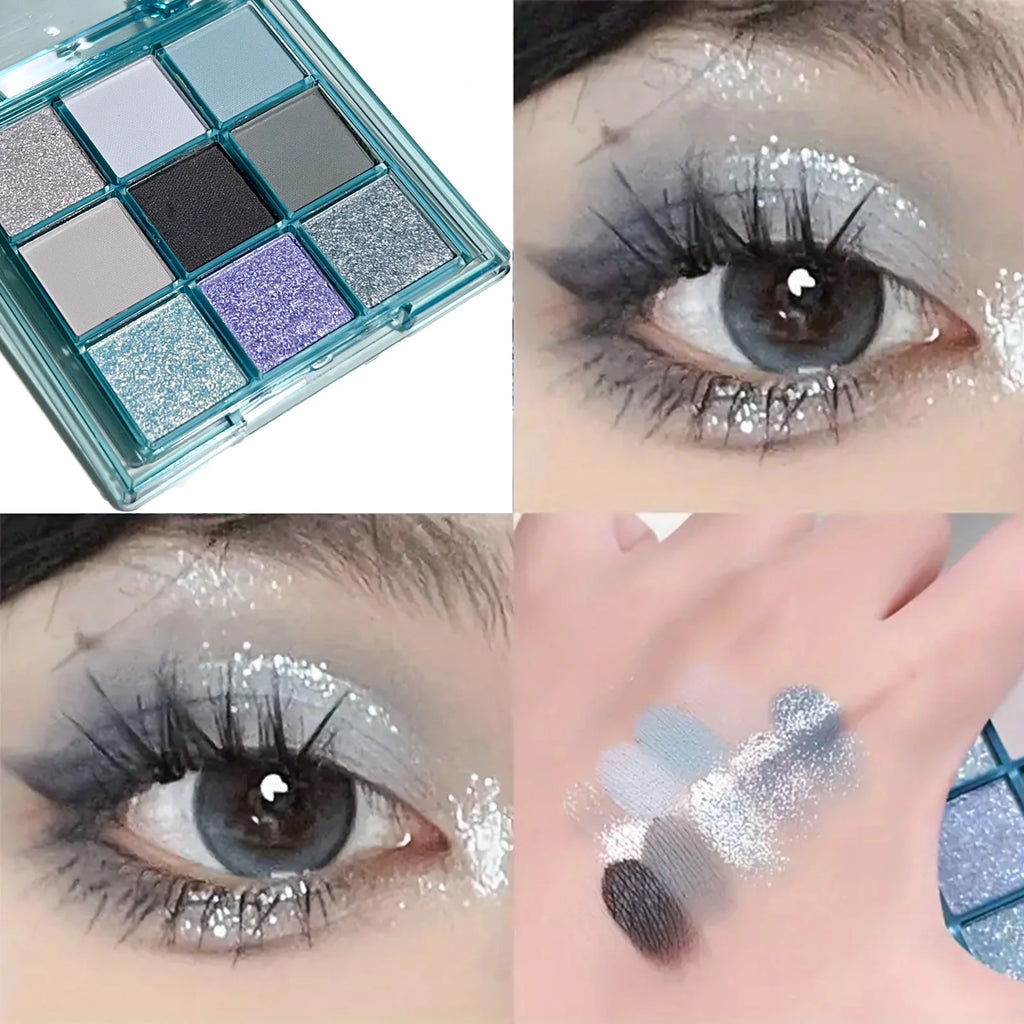 JUJU Dream Shimmer Glitter Eyeshadow Palette – Ice Blue Pigment Eyeshadow Palette HIP JUJU-9113