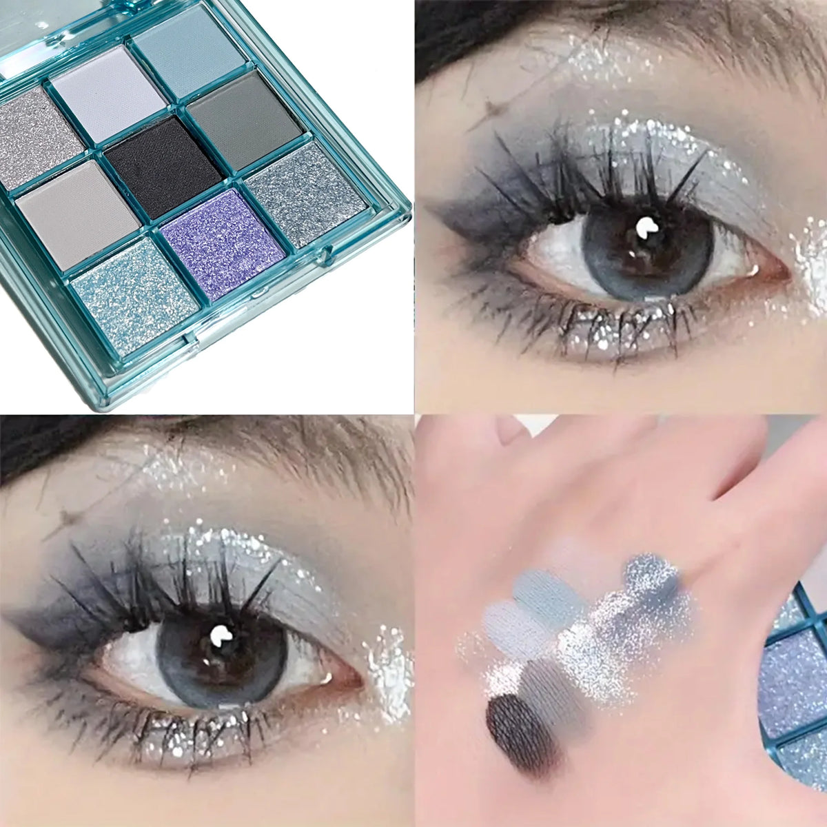 JUJU Dream Shimmer Glitter Eyeshadow Palette – Ice Blue Pigment Eyeshadow Palette HIP JUJU-9113