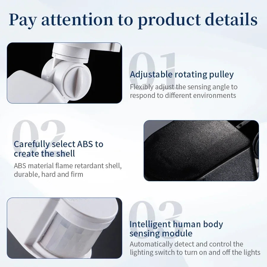 Motion Sensor Light Switch Automatic Infrared PIR Movement Detector Wall Mount Indoor Outdoor Sensor Timer Switch AC220V AC110V HIP