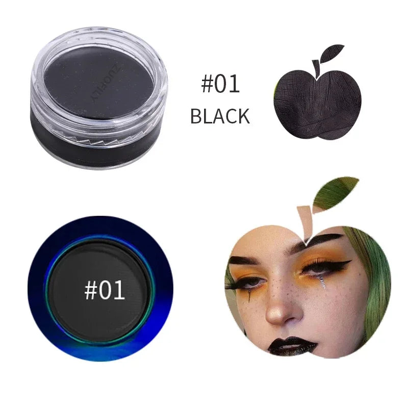 12Colors Eyeliner Cream Neon Colored Halloween Liner Eyeliner Pen Waterproof UV Blacklight Fluorescent Face Body Paint Makeup HIP 01 Water Painting