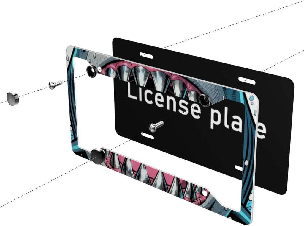 Shark Aluminum License Plate Frame 2-Pack – Universal Fit License Plate Frame HIP