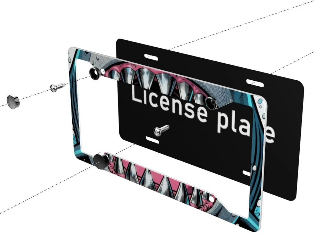 Shark Aluminum License Plate Frame 2-Pack – Universal Fit License Plate Frame HIP