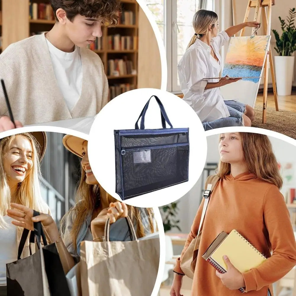 A3 Mesh PVC Art Project Bag – Waterproof Zipper Storage Art Storage Bag HIP