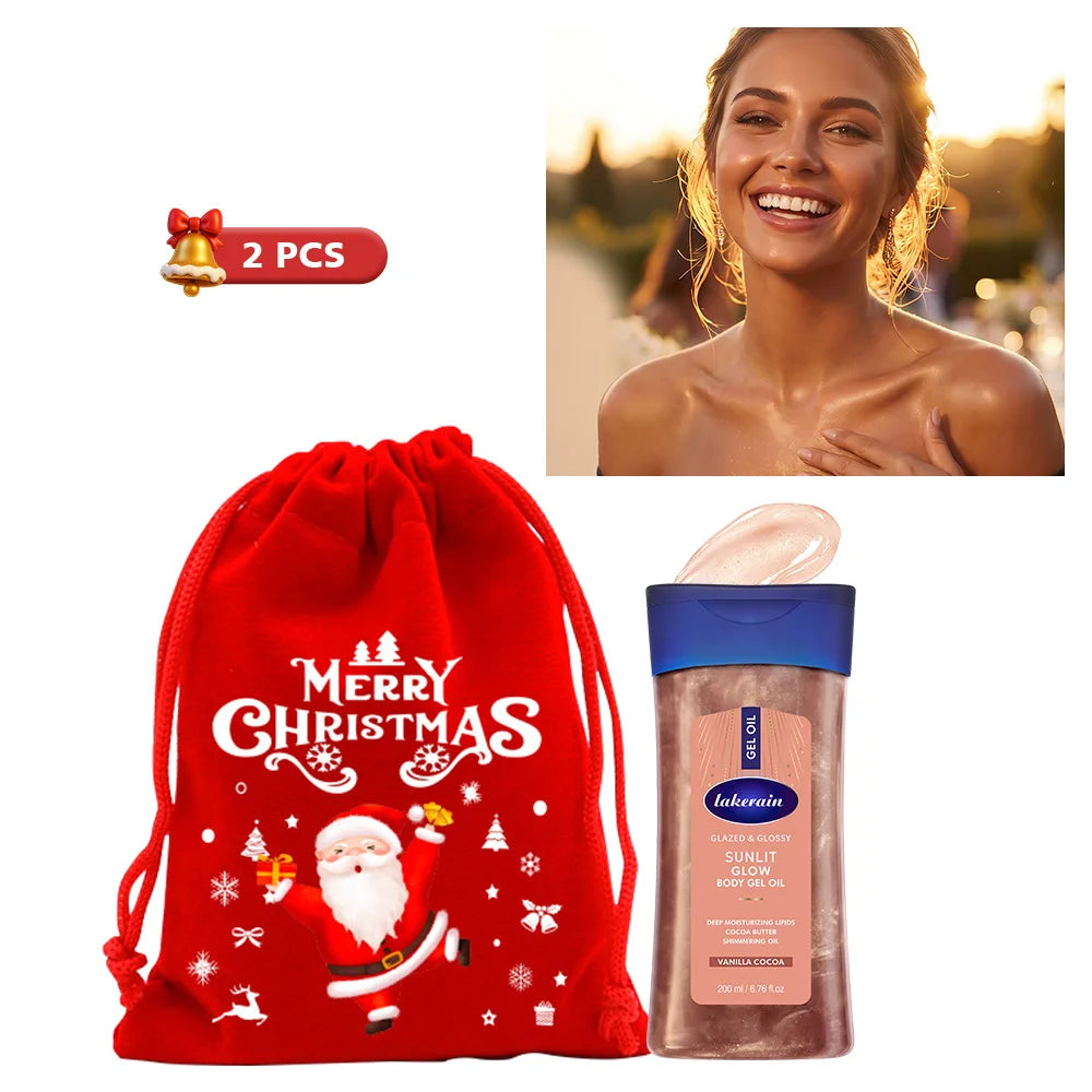 Christmas Gift Body Oil Turmeric Cocoa Glow Body Gel Oil With Applicator Glove Vitamin C Vitamin B3 Moisturizing Smoothing HIP