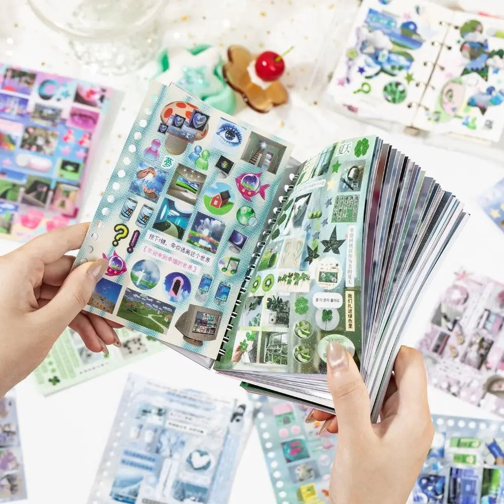 Retro Y2K 30-Page Sticker Book – Japanese Cartoon Scrapbook DIY Sticker Book HIP
