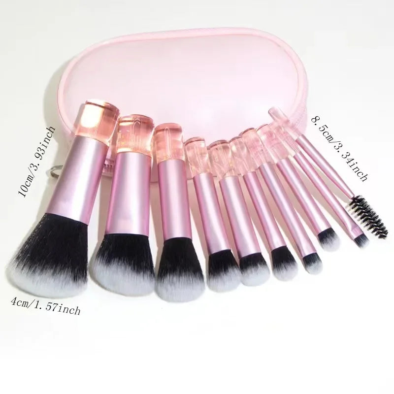 10-Pc Mini Makeup Brush Set – Powder, Blush & Eyeshadow Mini Makeup Brush Set HIP