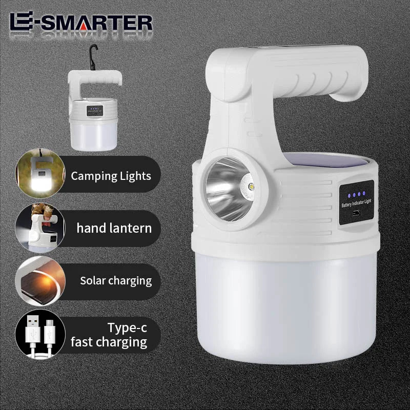 ESMARTER Solar LED Spotlight – 10-Mode Rechargeable Camping Lamp Solar Camping Spotlight HIP