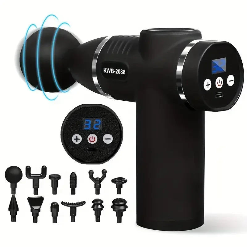 Mini Percussion Massage Gun – 12 Heads & LED Touch Screen Percussion Massage Gun HIP
