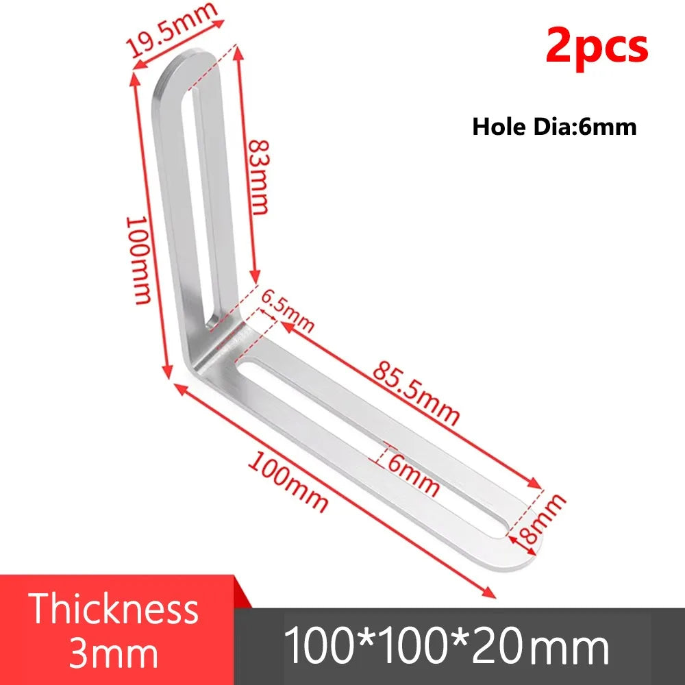 Stainless Steel 90° Angle Bracket L-Shape Corner Brace | 1-2 Pcs Corner Brace Bracket HIP 2Pcs 100x100x20mm