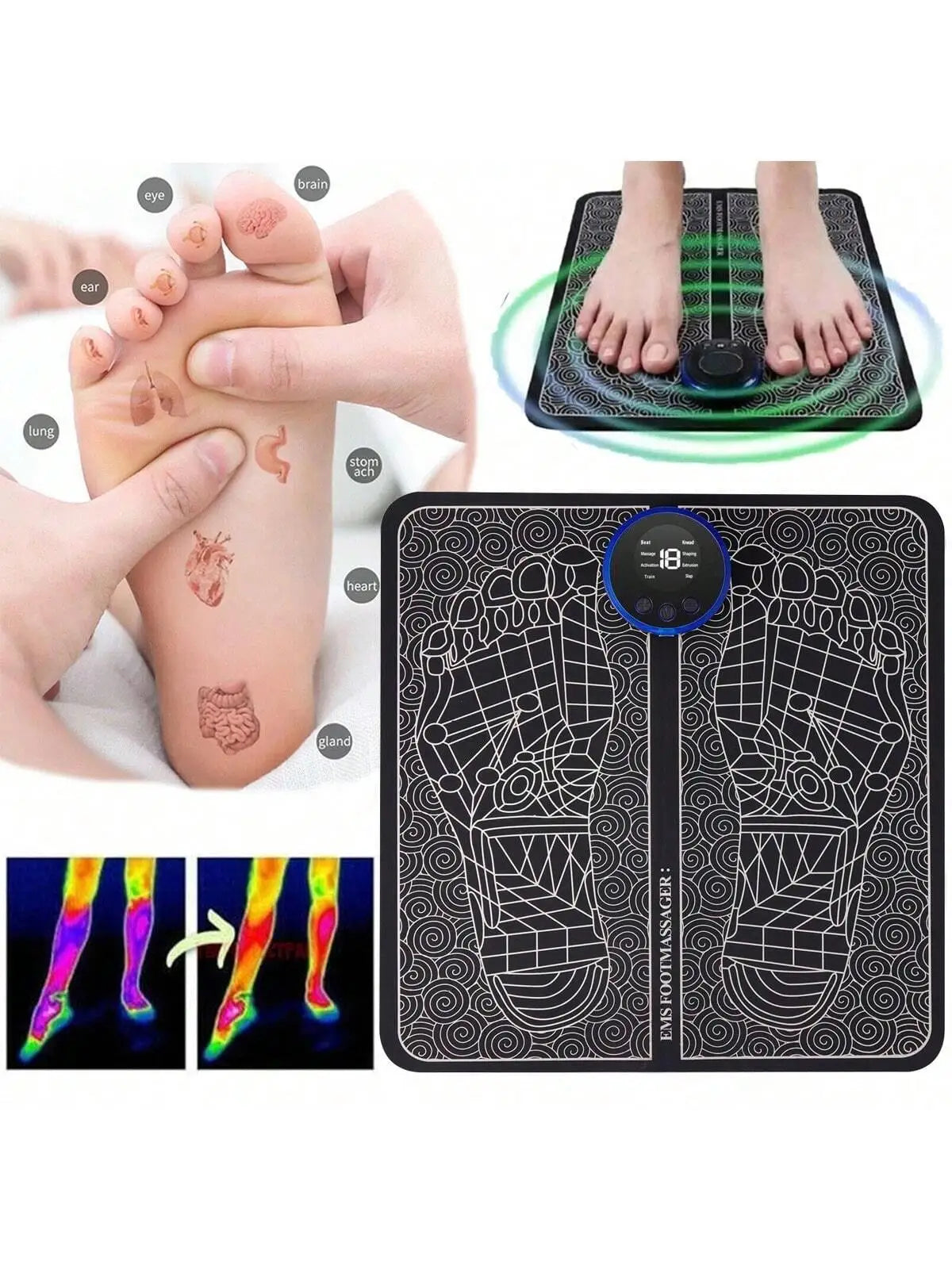 EMS Rechargeable Foot Massager Pad – Electric Relaxation Tool EMS Foot Massager HIP