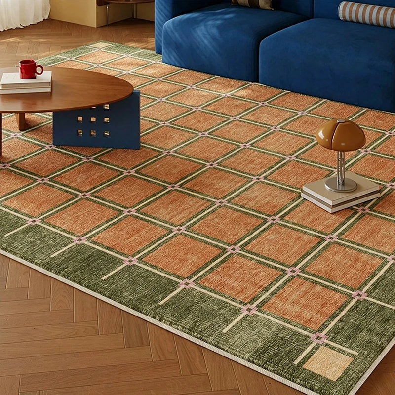 Large Retro Checkered Loop-Pile Rug – Color-Block Carpet Area Rug HIP GU6681-QD 180x280cm