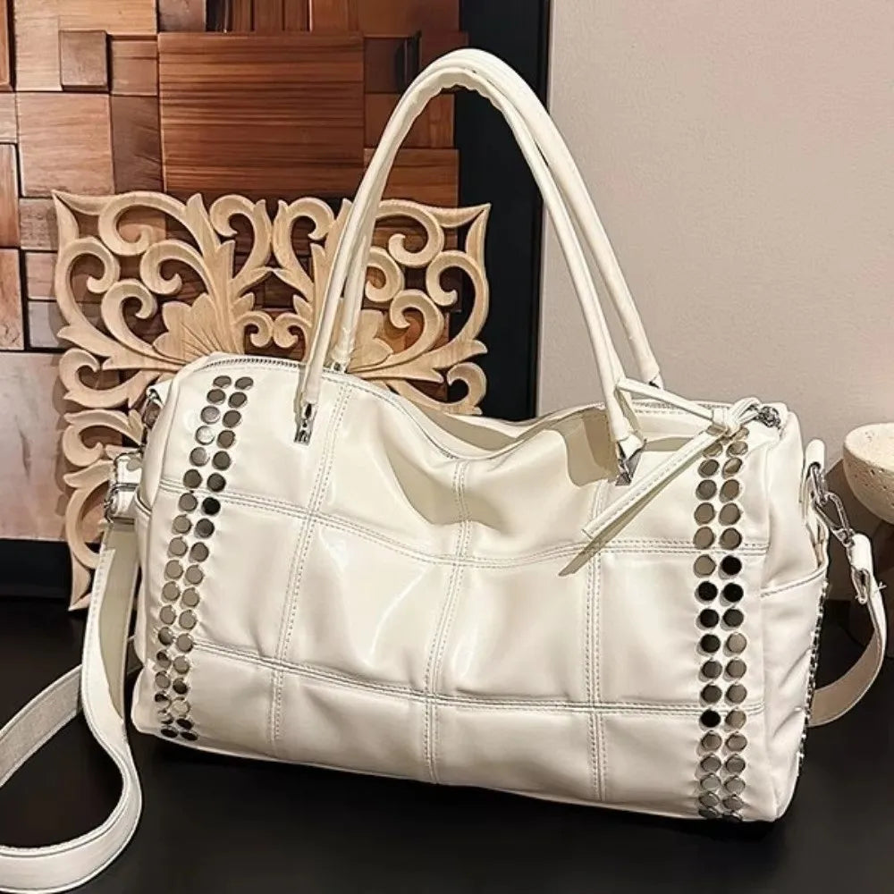 Y2K Rivet Tote Bag – Large Capacity Detachable Shoulder Strap Rivet Tote Bag HIP
