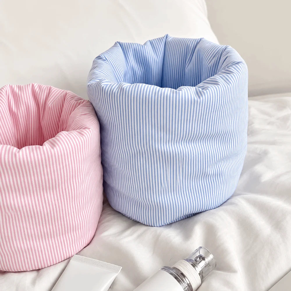 Striped Fabric Makeup Bag & Brush Organizer – Large Capacity Makeup Storage Bag HIP