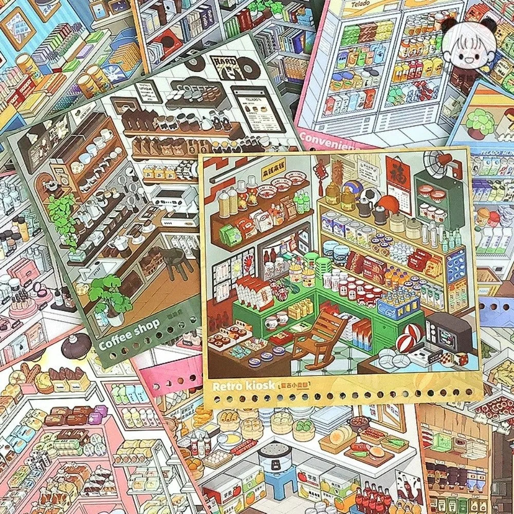 3D Scenery Sticker Book – 10 Scenes, 33 Sheets | Pet Shop Craft Sticker Book HIP