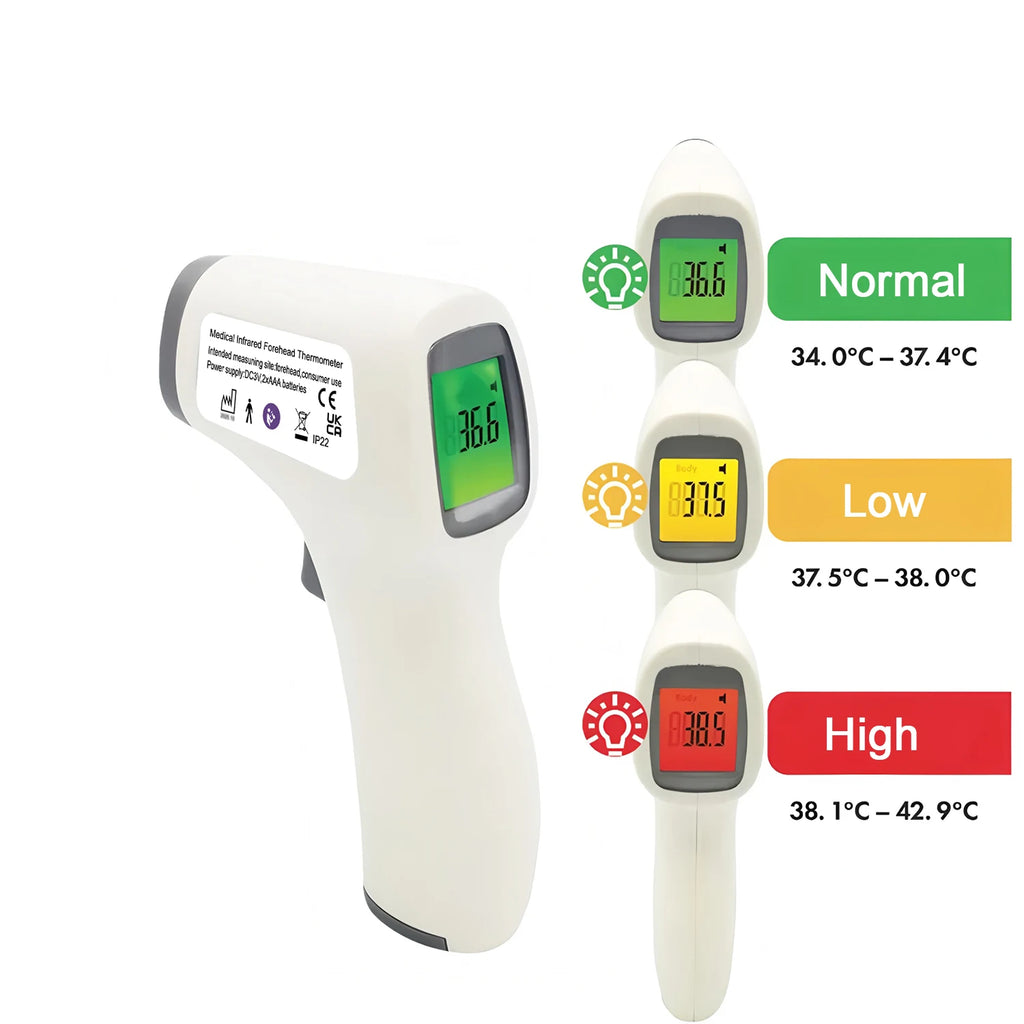 Non-Contact Infrared Forehead Thermometer | Tri-Color LCD Digital Thermometer HIP