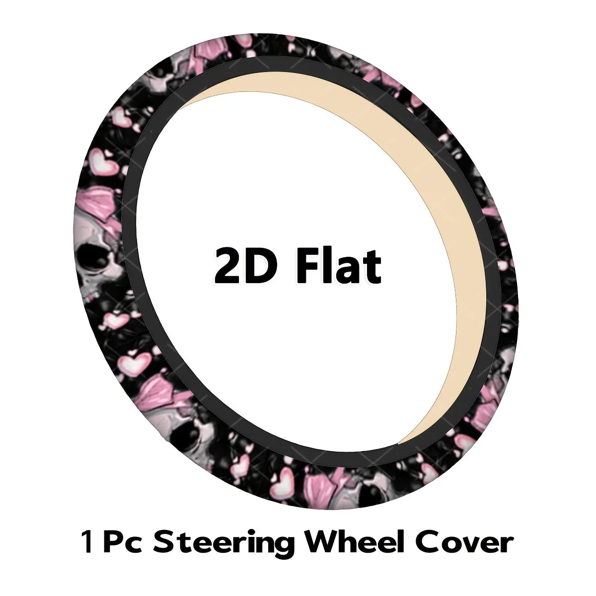 Skull & Pink Bow Steering Wheel Cover – Gothic Universal Fit Steering Wheel Cover HIP