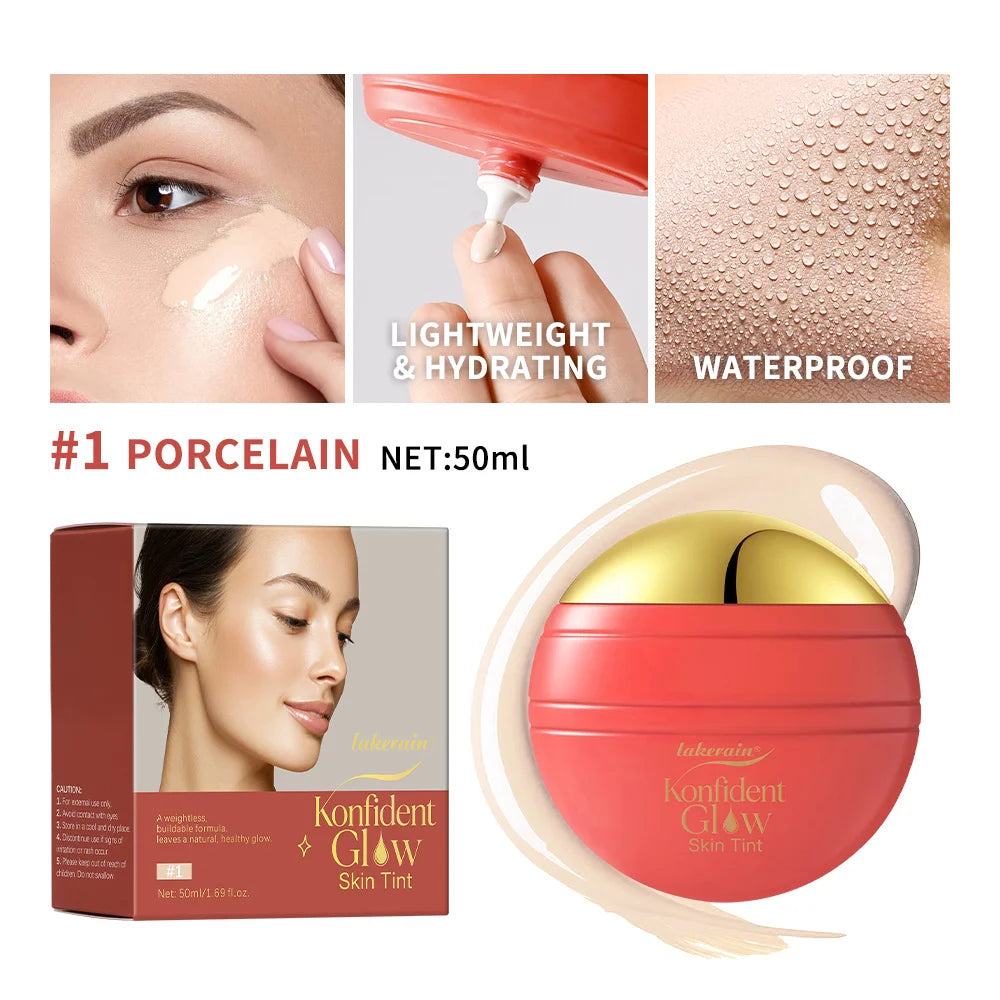Konfident Glow Skin Tint Waterproof Hydrating Skin Foundation Coverage 30 ml Oil-Free Long - Lasting Glass-Skin Foundation Clean HIP