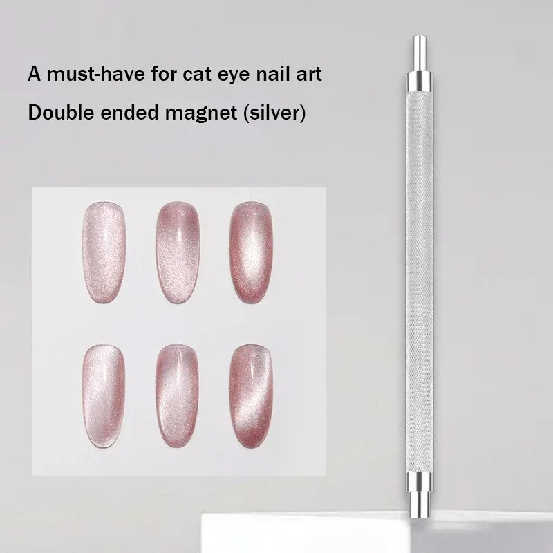 Gold Silver Doube Head Nail Art Magnets Strong Nail Magnetic Bar Nail Polish Gel Design Glitter Cate Eye Effect Manicure Tools HIP 1pc Silver