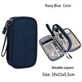 Waterproof Nylon Cable Organizer Bag for Travel & Office Cable Organizer Bag HIP Navy Double layer