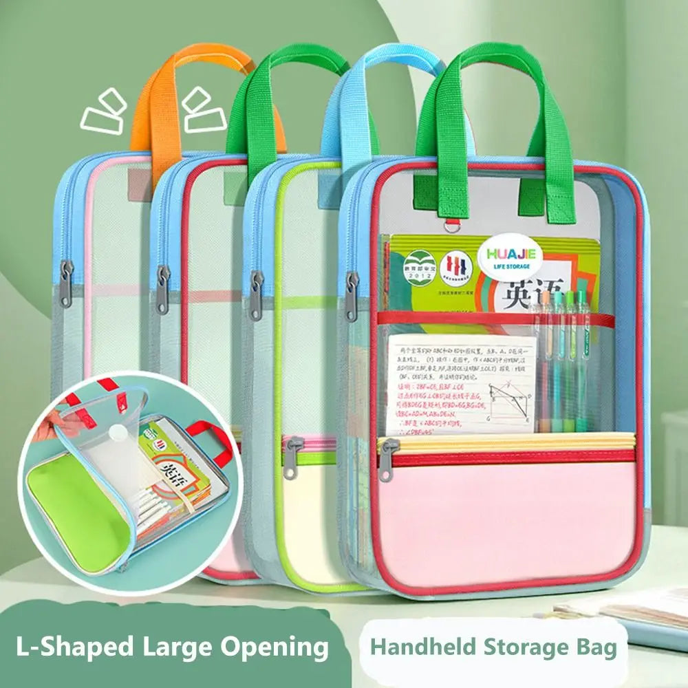 L-Shape Mesh File Bag – Large Document Organizer Tote Mesh File Organizer HIP