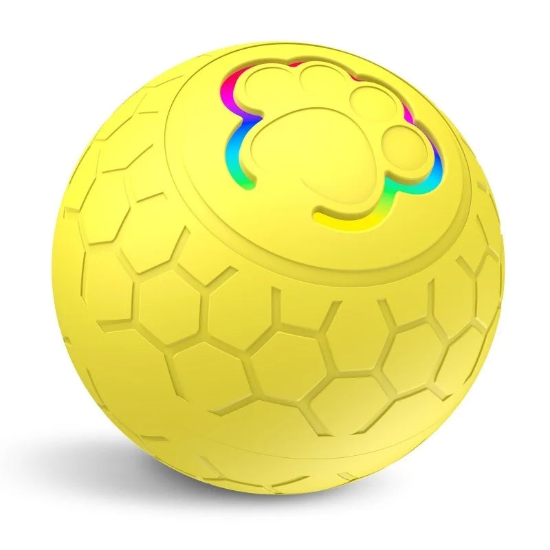Smart Teasing Dog Ball Waterproof Electronic Interactive Pet Toy LED Light Dog Bouncing Toy Ball Automatic Rolling Toy Ball HIP Yellow Ball