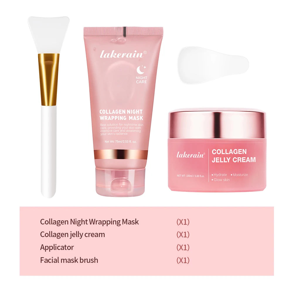 Collagen Peel-off Mask Jelly Night Wrapping Facial Mud Firming mask Daily Face Skincare Deep Cleaning Skin-Peeling Off Covers HIP 3pcs1set