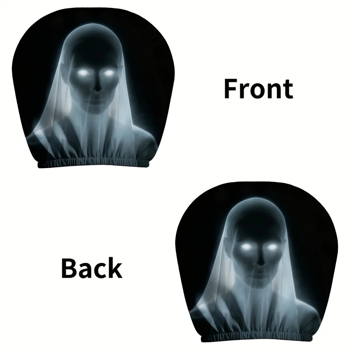 2-Pack Ghost Bride Car Headrest Covers – Glowing Eyes Car Headrest Cover HIP black