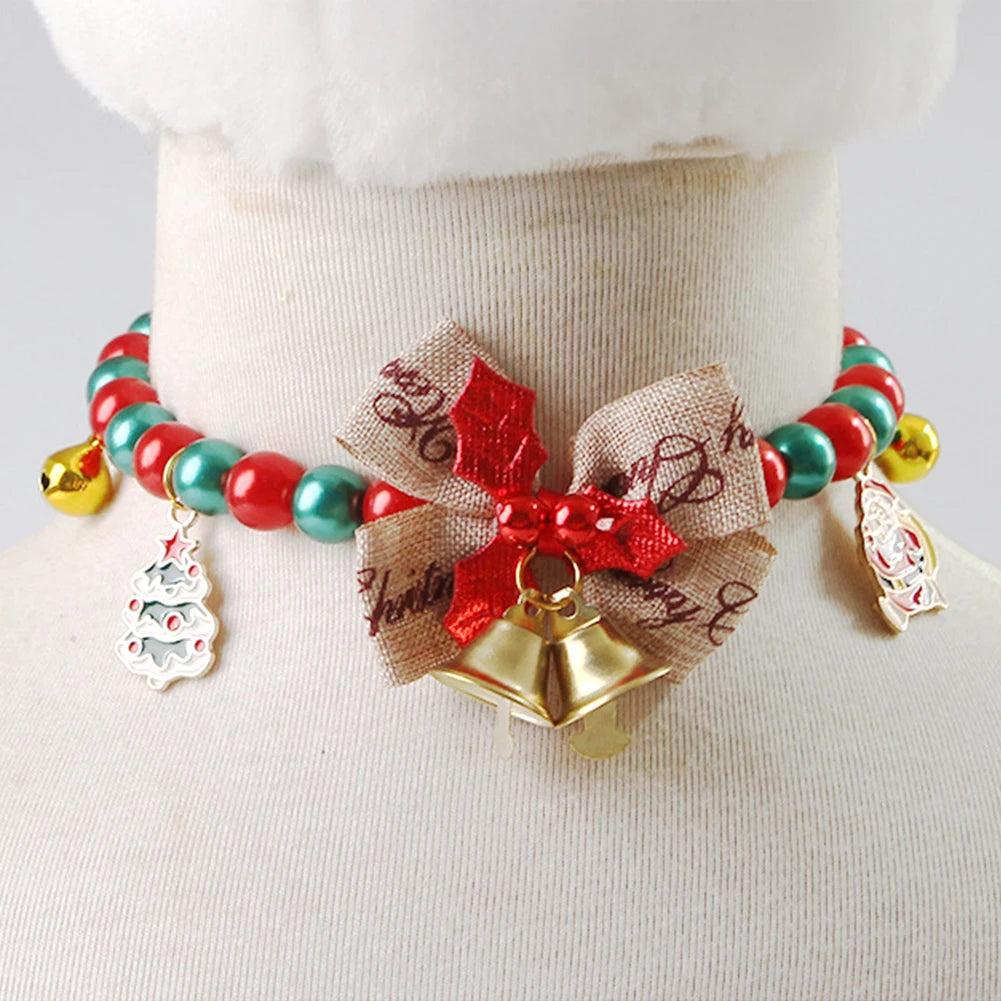 Christmas Lucky Charm Vibrant Color Cat Jewelry Costume Multicolor Cat Bell Collar Kitten Collar Festive Holiday Pet Accessory HIP C