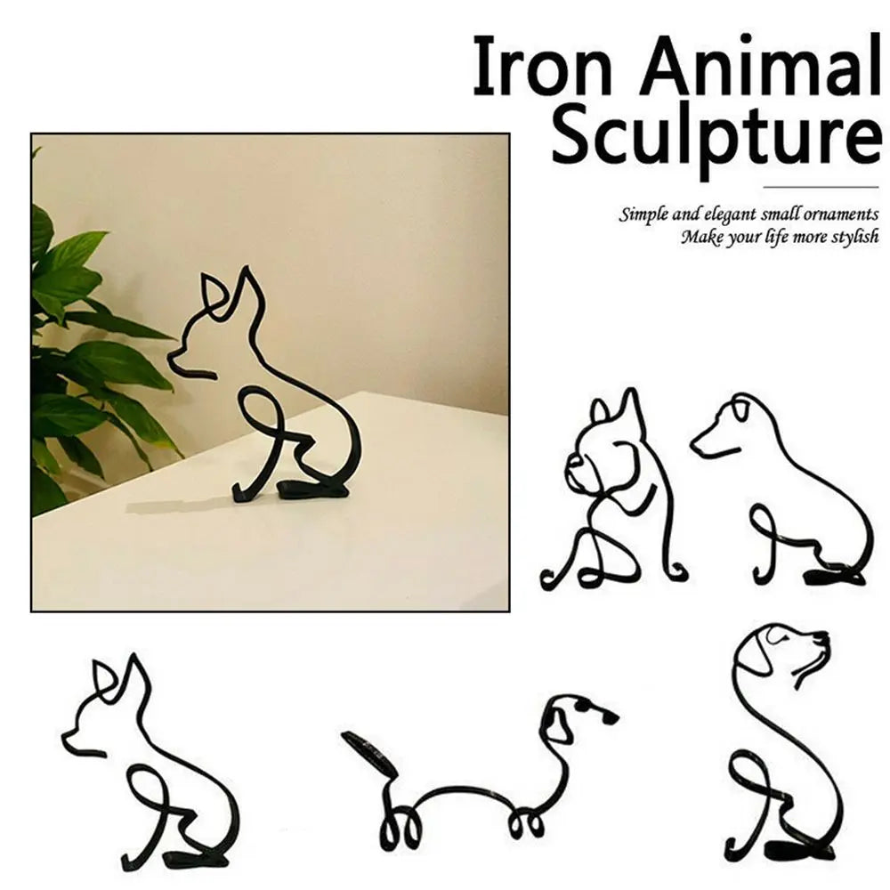Wrought Iron Abstract Dog Sculpture – Metal Animal Figurine Metal Dog Sculpture HIP