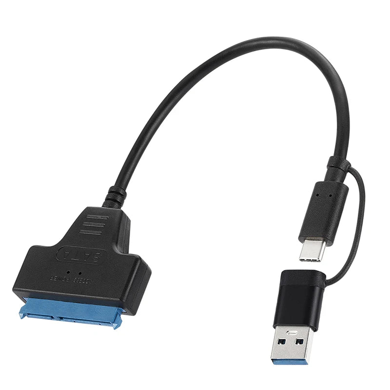 SATA to USB 3.0 & Type-C Adapter – 2.5" HDD SSD, 6 Gbps Hard Drive Adapter HIP 18CM black