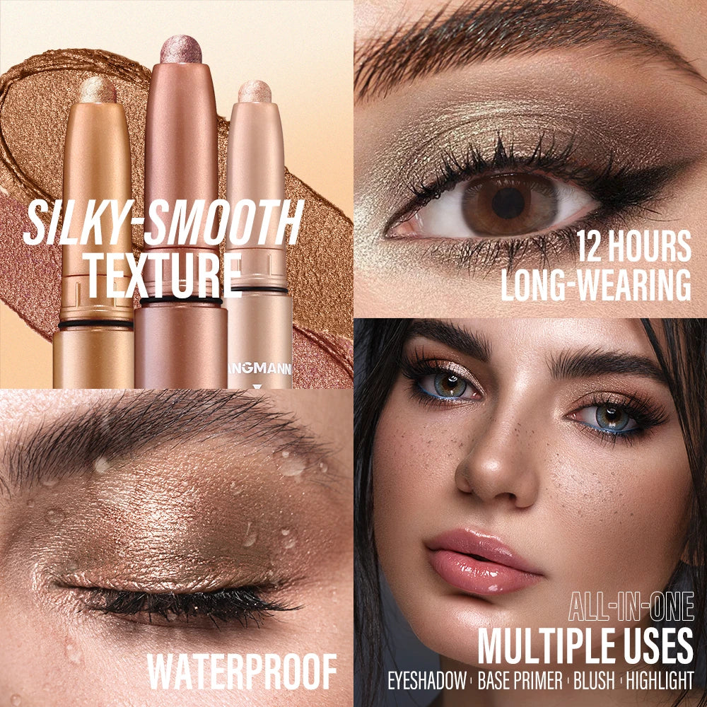 Rose Gold Eyeshadow Pencil Stick Waterproof Pearlescent 20 Colors Metallic Glitter Eye Shadow Highlighter Pen Eye Makeup Tool HIP