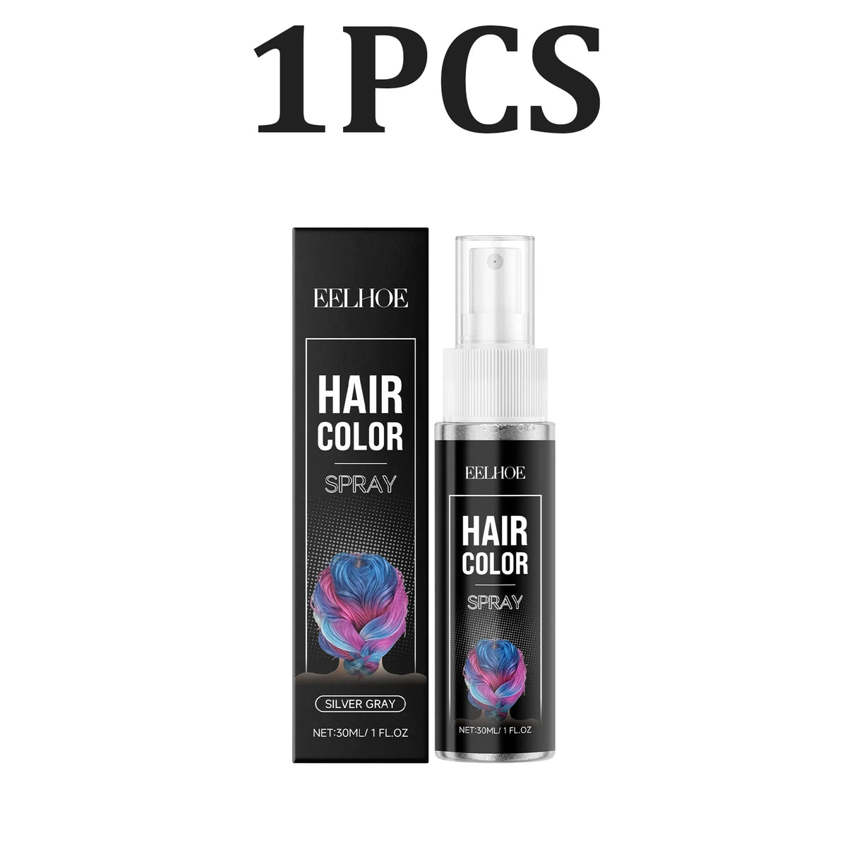 Temporary Silver Gray Hair Spray – Washable Color, Quick-Dry Temporary Hair Color Spray HIP 1PCS