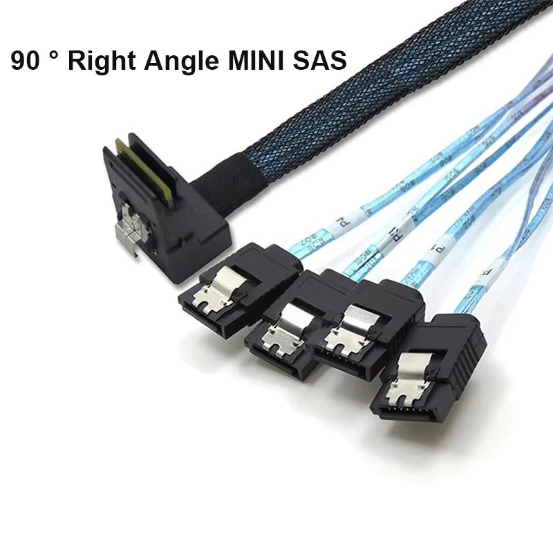 Mini SAS SFF-8087 to 4x SATA 7-Pin Breakout Cable – OULLX SAS to SATA Cable HIP 90 degrees Mini SAS 1M