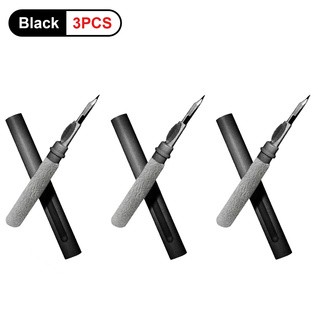3-in-1 Portable Cleaning Pen for Phones & Earphones Device Cleaning Pen HIP 3pcs Black
