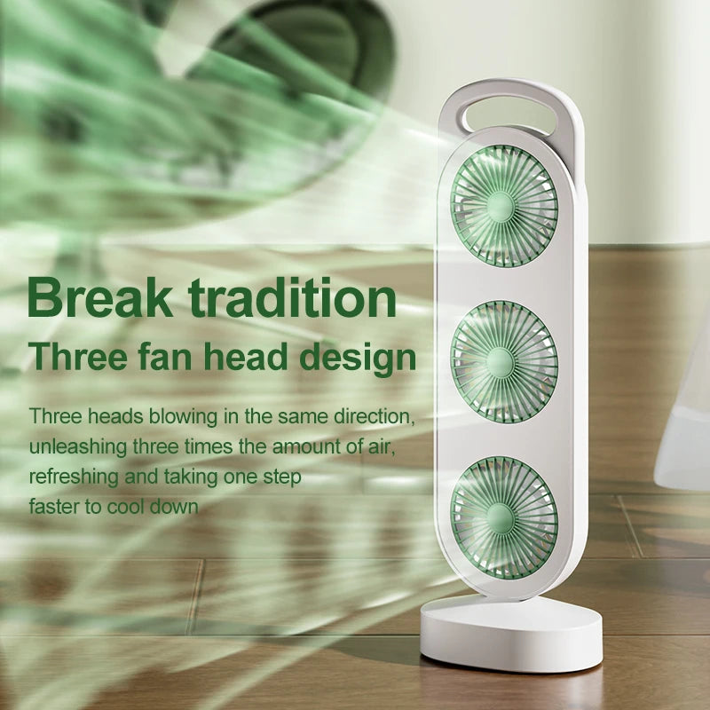 Triple Outlet USB Rechargeable Desktop Fan – 3-Speed Portable Portable Desktop Fan HIP