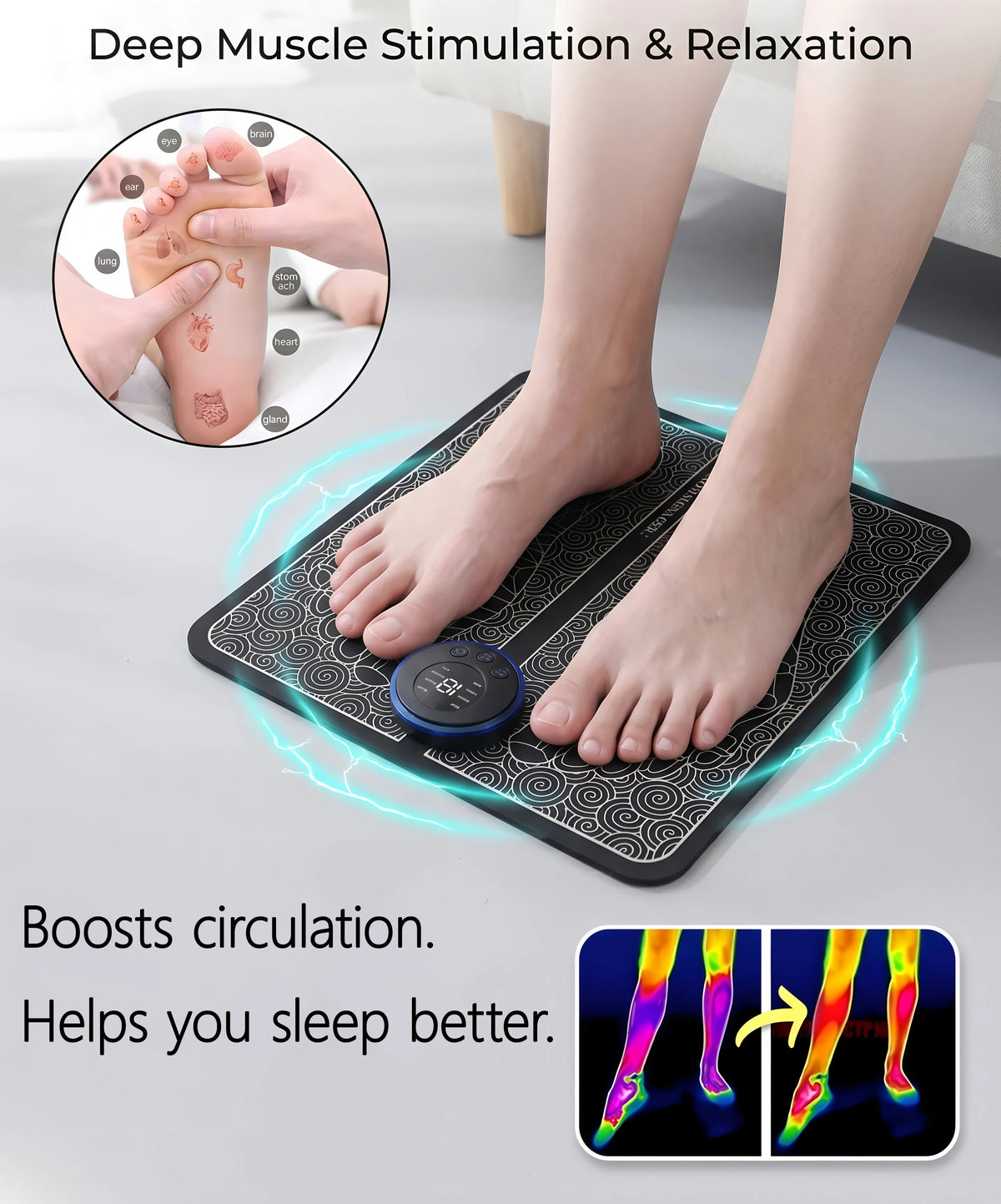 Rechargeable Electric Foot Massage Pad | AXH Relaxation Tool Electric Foot Massager HIP