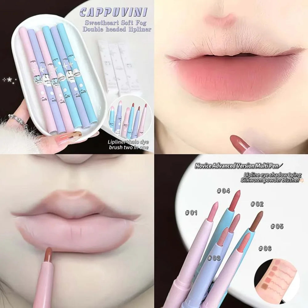 Double Head Rose Pink Lip Liner Matte Long Lasting Natural Lipliner Pencil Nude Brown Lip Liner Lipstick Lips Contour Makeup HIP