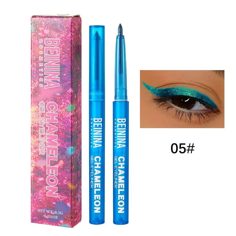 Shiny Chameleon Metallic Yellow Eyeliner Gel Pen Eyeshadow Multicolor Eye Liner Pearlescent Polarized Glitter Eye Pigment Makeup HIP 05 Dark Blue