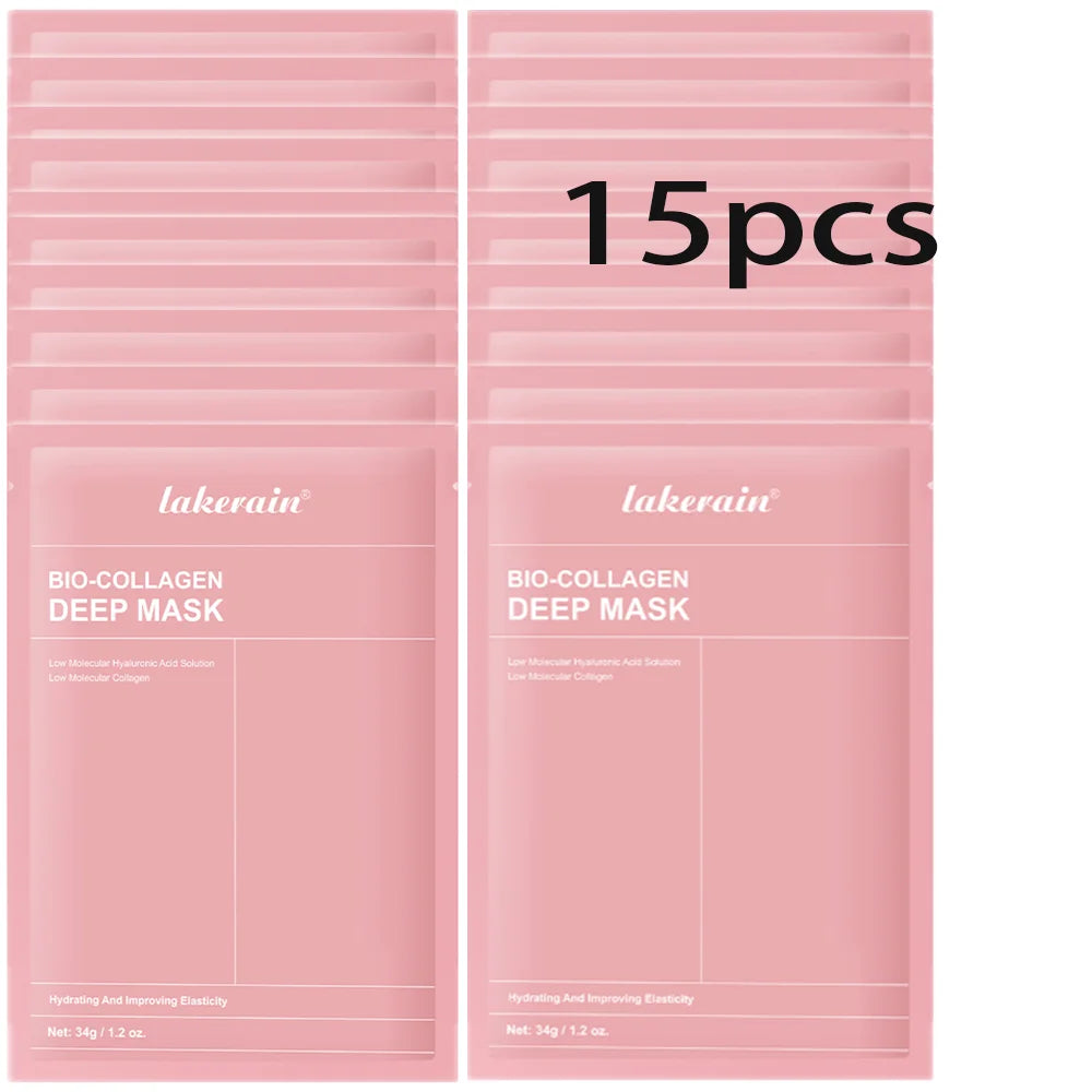 Bio-Collagen Real Deep Mask Supplement Collagen Hydrating Overnight Hydrogel Mask Elasticity Improvement Pore Minimizing Firming HIP 15pcs