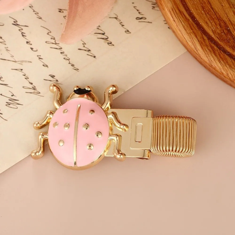 Metal Ladybug Pen Clip Bookmark – Enamel Spring Clip Pen Clip Bookmark HIP Pink-Gold