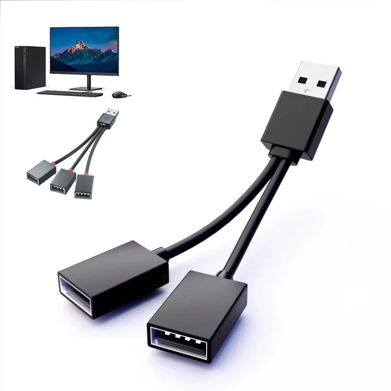 1-to-2 USB Splitter Hub – Compact Charging Adapter USB Splitter Hub HIP