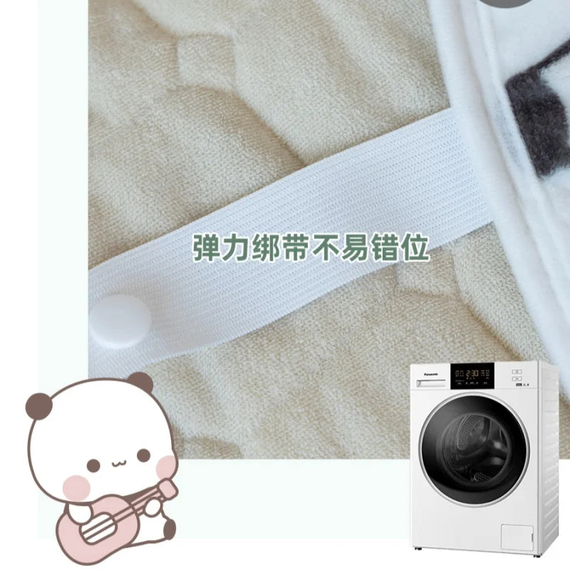Cute Panda Flannel Pillowcase – Elastic Strap Pillow Cover Decorative Pillowcase HIP