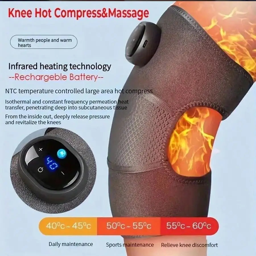 Heated Vibrating Knee Massage Pad – LED Display, Rechargeable Knee Massage Pad HIP